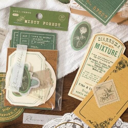 30pcs Vintage Rose Plant Daisy Retro Card Kraft Cards for Deco Stationery Bullet Journal Scrapbooking Material Paper