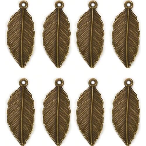 50pcs/Lot Alloy Charms Leaf Pendants For Key DIY Chain Earrings Bracelet Necklace Jewelry Making Findings Accessories