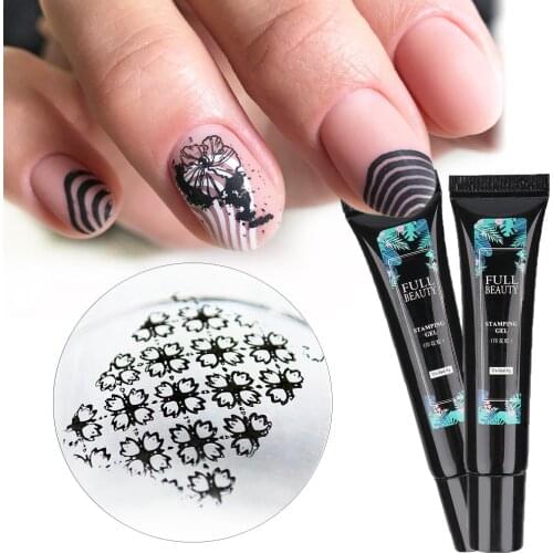 8ml Stamping Gel Black White Painting Gel Varnish For Stamping Design Semi-Permanent Polish Nail Art Decorations Manicure FB1793
