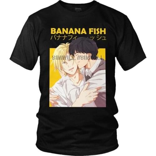 Banana Fish Tshirts Men Leisure Tee Tops Cotton T Shirt Short Sleeve Japanese Manga Ash Lynx Eiji Okumura T-shirts Gift Idea