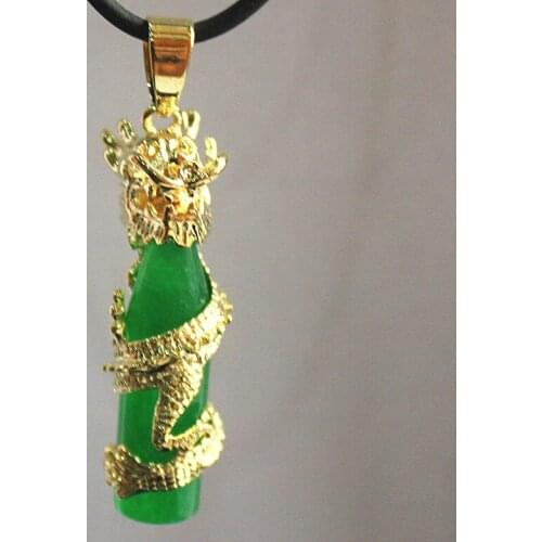 Free shipping Wholesale/retail fancy Chinese Wind Cylinder jades + GP Dragon Pendants Necklace