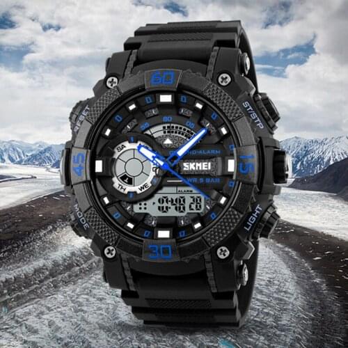 Men Sport Quartz Watch Analog Digital LED Outdoor Waterproof Military Watches Chronograph Wristwatches Relogio Masculino SKMEI