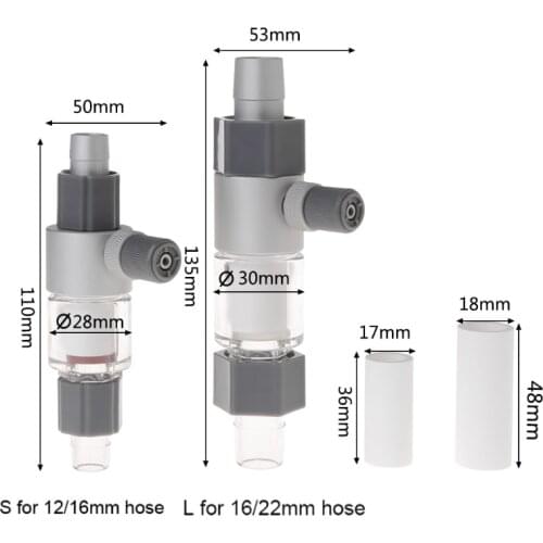 CO2 Atomizer Diffuser External Reactor Aquarium Fish Tank For 12/16mm 16/22mm