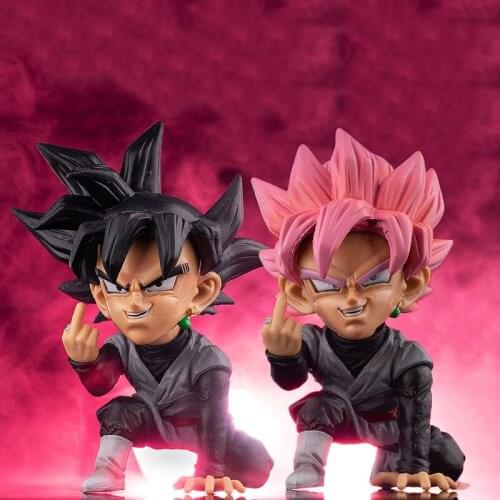 Dragon Ball Z Black Goku Action Figure Rose Zamasu Super Saiyan 13cm DBZ Anime Middle Finger Desktop Decoration Toys Xmas Gift
