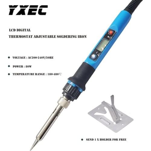 80W Electric Soldering Iron Adjustable Temperature LCD Digital Display 220V Welding Solder Iron Tips Repair Rework Tool Kit 936H