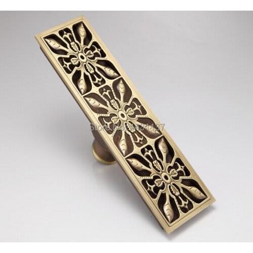 Europe Style Antique Brass Art Carved Brass Floor Drain Cover Shower Waste Drainer bathroom accessories