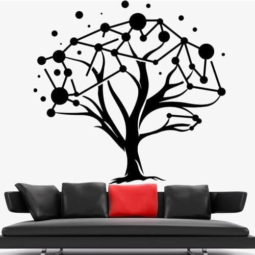 Geometry Art Wall Decal For Classroom Nature Tree Pattern Shadow Vinyl Wall Sticker Decor Bedroom Modern Home Decoration W847