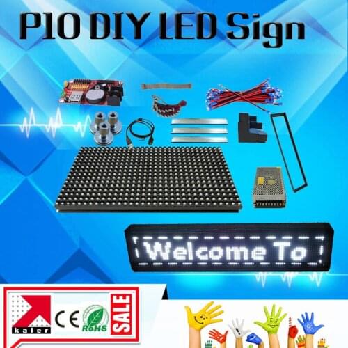 Kaler P10 White led message display 25*137cm programmable led panel outdoor p10 module XU2 led controller free shipping