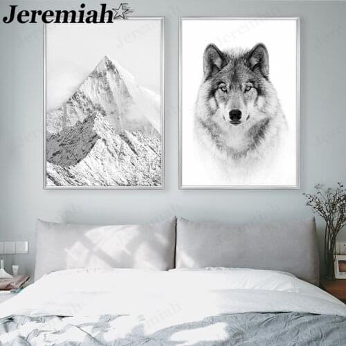 Winter Wolf Canvas Painting Come On Grey Snow Mountain Poster Wall Art Nordic Home Room Decoration Frameless Picture