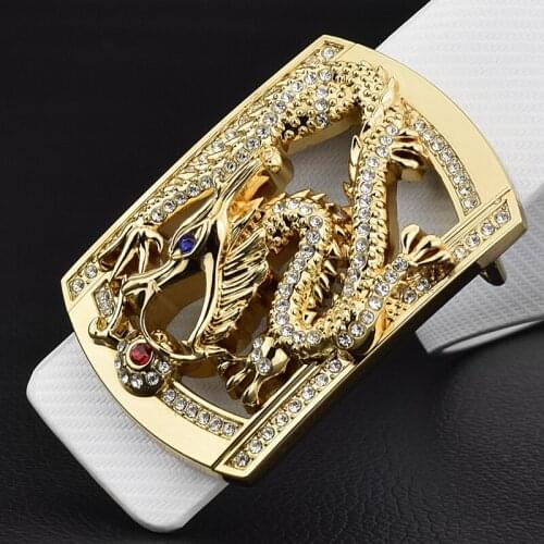 Chinese style dragon golden buckle belts mens Cowskin fashion genuine leather famous brand designer cintos masculinos vintage