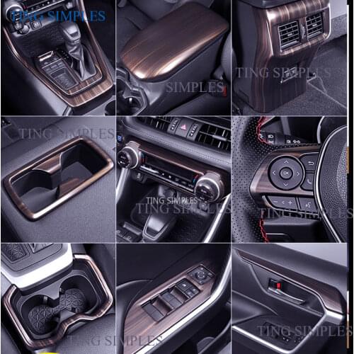 Wood Grain Interior Refit Kit Middle AC Vent / Head Lights Lamp Switch For TOYOTA RAV4 RAV4 XA50 2019 2020 Cover Trim ABS CHROME