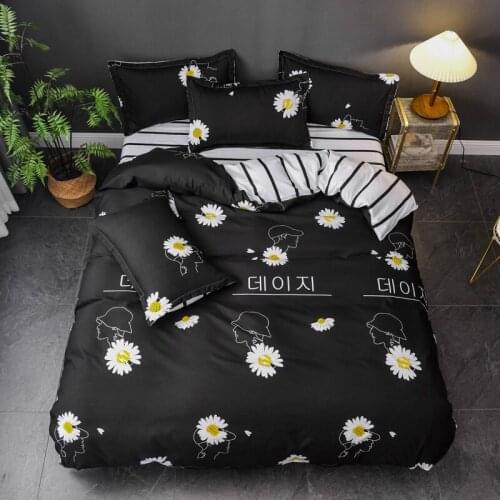 Classic Black Bedding Sets Quilt Cover Duvet Set Pillowcases Full Twin King Queen Double Single Size Bedclothes Home Textile