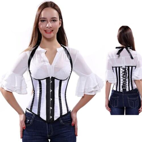 Striped Underbust Corset and Bustier Top 6XL Plus Size Sexy Halter Gothic Waist Cincher Shaper Women Vest Shapewear