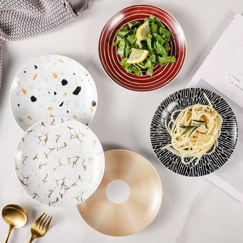 Nordic Creative Ceramic Plates Round Plate Dish 6 Inch Home Dessert Snack Flat Plate Lovely Home Decoration Plate