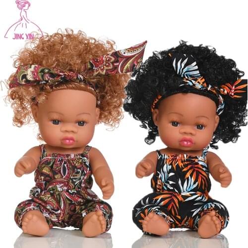 35CM African Reborn Baby Doll Bath Play Full Silicone Black Baby Dolls Summer Waterproof Reborn Doll Toys Girl Christmas Gift