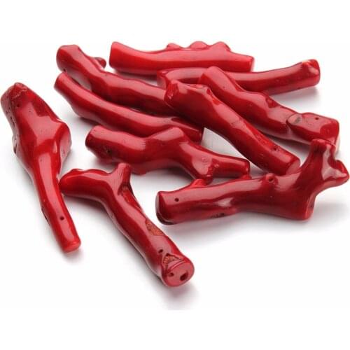 LOULEUR 5pcs/lot 3-7cm Long Irregular Tree Red Coral Loose Spacer Beads For DIY Necklace Bracelet Charms Pendant Jewelry Making