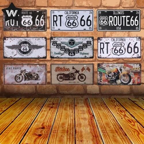 Usa Route 66 Metal Sign Tin Sign Vintage Wall Sticker Retro Metal Poster Tin Plate Car Number License Plate Metal for Club Decor