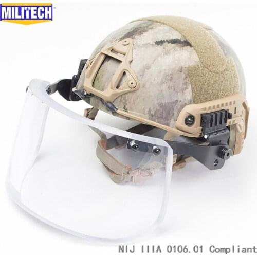 MILITECH Atacs AU Deluxe NIJ IIIA FAST Bulletproof Helmet and Visor Set Deal Urban Camo Ballistic Helmet Bullet Proof Mask Pack