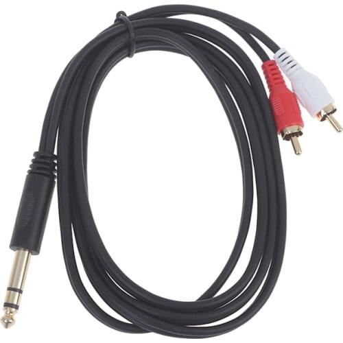Fashion Dual RCA To Dual Mono 6.35mm Male Jack Audio Cable 2RCA To 2 6.5 DVD Mixer Wire For Amplifier Speakers TV AV