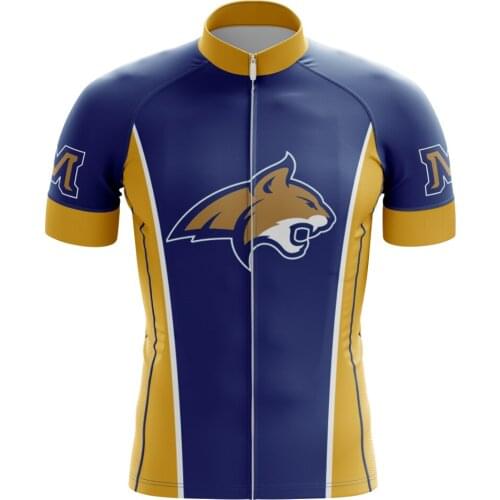 HIRBGOD 2020 New Montana State Bobcats Cycling Jersey Blue Short Sleeve Summer Bike Shirt Anti Sweat Bicycle Wear,TYZ331-01