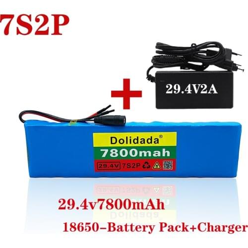 2021 NEW 7s2p battery pack 29.4V 7800mah Li ion battery with 20A balance BMS electric bicycle scooter with charger for sale
