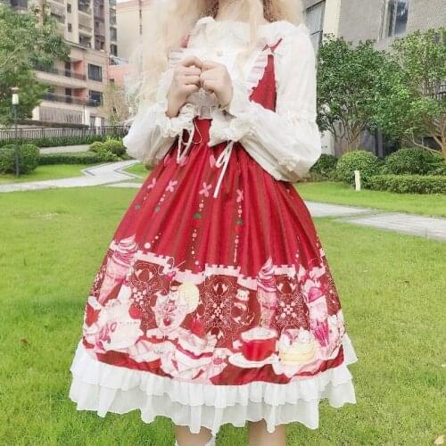 Original Design Lolita Meow Sauce Ice Cream Sling JSK Dress Kawaii Clothing Sweet Lolita Dress Victorian Dress Gothic Lolita