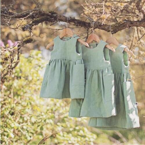Toddler Girl Dress Summer Green Sleeveless Kids Dresses for Girls Casual Side Pocket Newborn Baby Clothing Princess Dress 2019