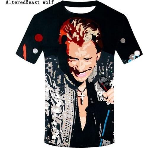 Johnny Hallyday Short Sleeve Rock 3D T Shirt Men Spring Fashioned Harajuku Brand Casual Streetwear Funny T-shirt Tops