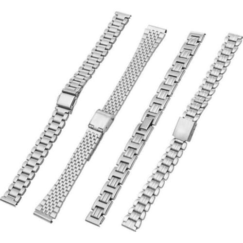 10mm 12mm 14mm 16mm 18mm Stainless Steel Watch Band Strap Bracelet Watchband Butterfly Clasps Silver Buckle For Women Men