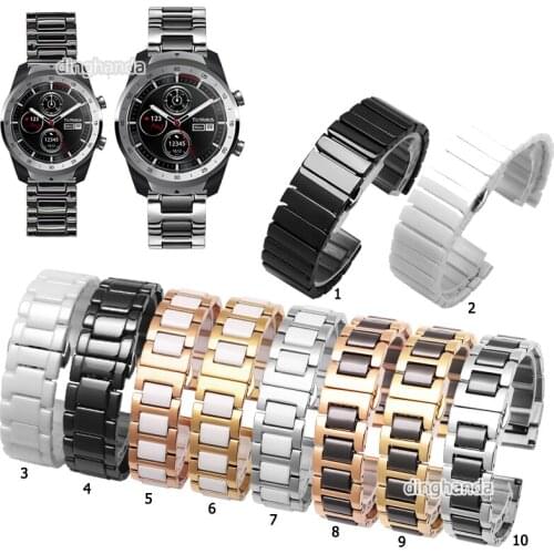 20mm 22mm Ceramic Watch Band Strap for Haylou LS02 Ticwatch 2 E Wrist band for Ticwatch Pro E2 S2 GTX Pro3 Pro 2020 4G strap