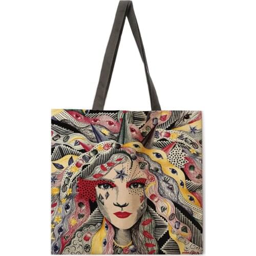 Foldable shopping bag cartoon anime print handbag lady shoulder bag lady casual handbag fashion beach bag lady handbag