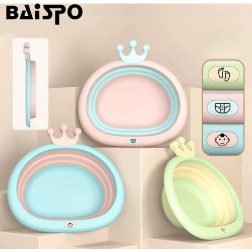 BAISPO Foldable Portable Basins Plastic Baby Bath Tubs Home Bathroom Accessories Eco-friendly Folding Bucket Baby Basin Bathtub