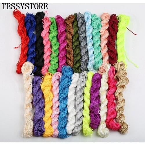 TESSYSTORE 1mm*25m Nylon Cords Chinese Knot Macrame Rattail Rope 27 Color Thread For DIY Handicraft Handmade Stitching Tool