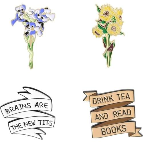 Van Goghs Paintings Brooches Badges Lapel Pins For Women Cute Flower Lapel Pins Art Enamel Badges Anime Mini Brooch On Backpack