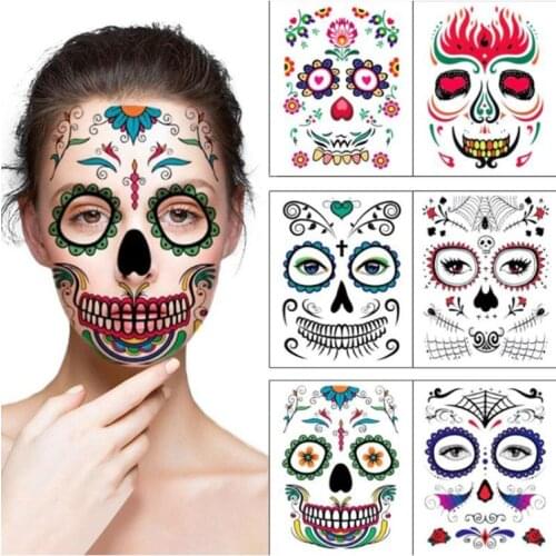 Temporary Tattoos Stickers Horror Funny Clown Face Sticker Halloween Party Masquerade Cosplay Sticker Role Play Props