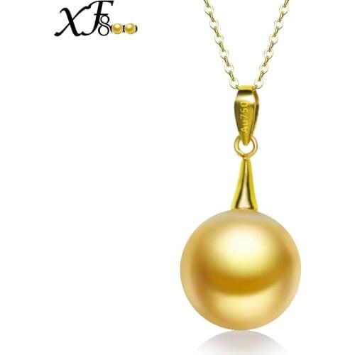 XF800 Natural Seawater Pearl Au750 9-14mm Necklace Pendants 18K Gold Fine Jewelry party Gift Luxurious D309