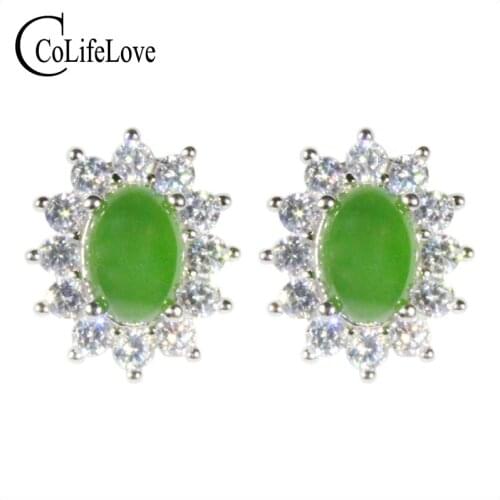 CoLife Jewelry Jasper Stud Earrings for Daily Wear 5*7mm Natural Jasper Earrings 925 Silver Jasper Jewelry