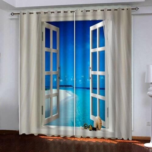 Custom blackout curtains for living room bedroom The sea outside the window is endless 3d curtains window home goods curtain