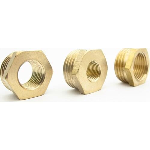 1/8" 1/4" 3/8" 1/2" 3/4" 1" BSP Male To Female Thread Brass Reducer Bushing Reducing Pipe Fitting Coupler Connector Adapter