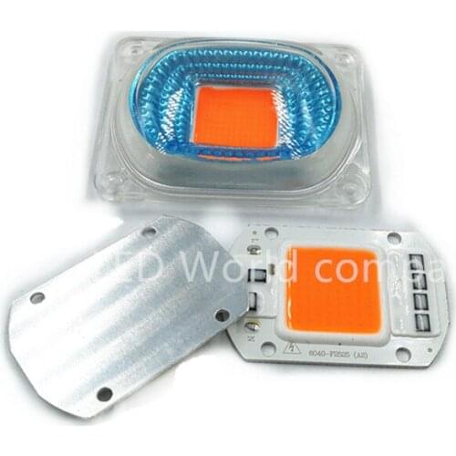 10set LED COB Grow Chip+Lens Reflector 50W 220V 230V Cold Warm White Full Spectrum For LED Flood Light DIY Outdoor light