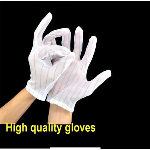 10pairs/lot soft Anti-static gloves labor insurance dust-free anti-slip glue dot stripe gloves