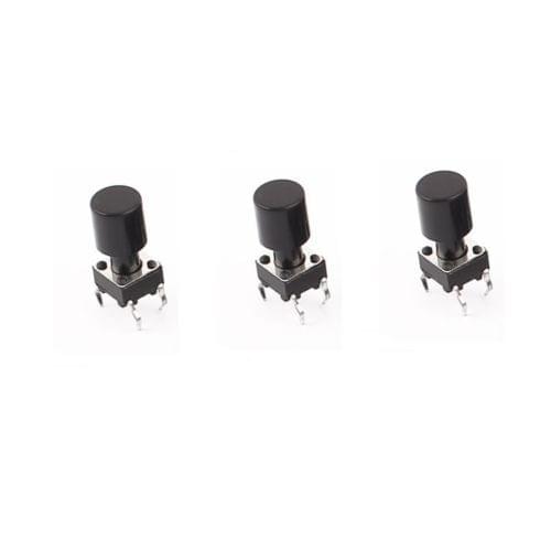 10 Pcs 6x6x12mm Momentary 4pin Push Button Micro Tactile Tact Switch + Black Cap