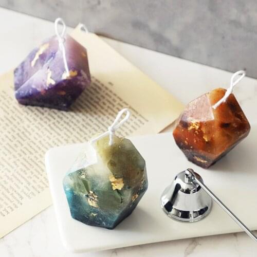 3D Geometric Cut Stone Shape Candle Mold DIY Handmade Aromatherapy Candle Mould Soap Making Tool Candle Holder Molds
