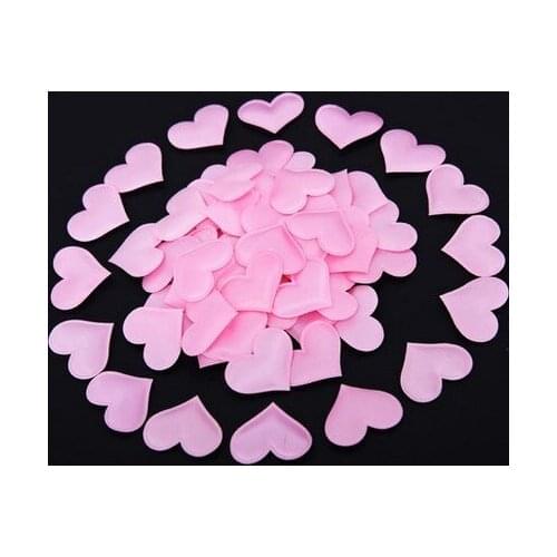50Pcs 3.2cm Fabric Love Heart Flowers Petal Applique Sewing Wedding Party Confetti Table Decoration Supplies Trim DIY