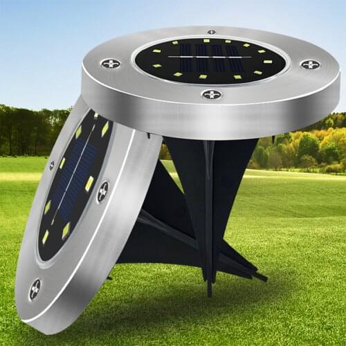 8LEDS Solar Ground Lights Solar Lights Outdoor Waterproof Garden Pathway Solar Deck Light Yard Patio Landscape Walkway Disk Lamp