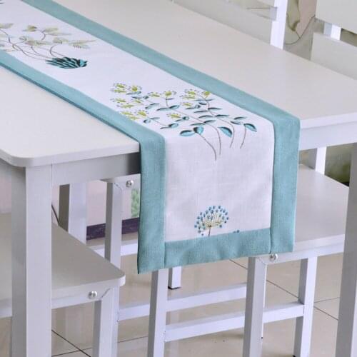 American Rural Style Luxury Dandelion Table Runner Coffee Plant Table Flag Decoration for Dining Table Wedding Party Table Cover