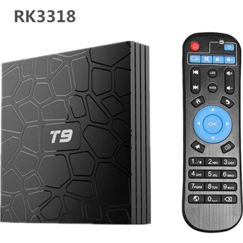 T9 9.0 android caixa de tv rockchip rk3318 4k 4gb de ram, 64gb de rom smar4k google voz media player com blt tv caixa uetooth