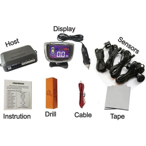 12V 4 Sensors LCD Wireless parking sensor Car Parking Assistance System 6 colors have stock PZ312-W 0.3m-2.0m Respond distance