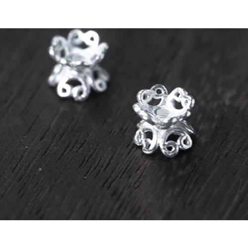 2pcs/lot 100% 925 Sterling Silver Spacer Beads Double Size Craft Bead Caps Recepatcle Fancy Jewelry Making DIY Birthday Gift