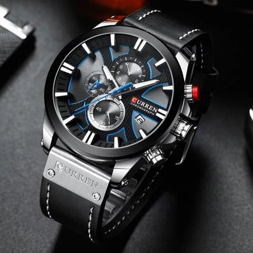 CURREN Fashion Chronograph Clock Men Leather Watch Casual Sport Watches for Men Quartz Wristwatch Relogio Masculino